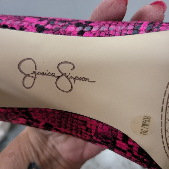 HOT PINK! JESSICA SIMPSON HEELS SZ 8.5 ANIMAL PRINT SHOES - Picture 7 of 8
